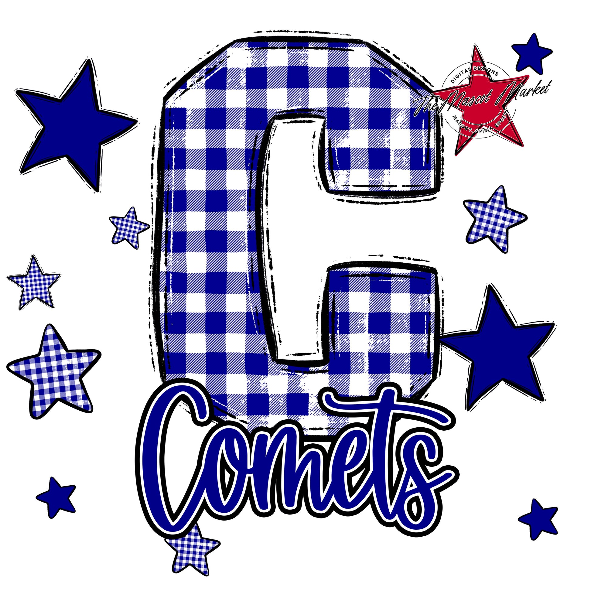 Comets Plaid Star Design-Blue