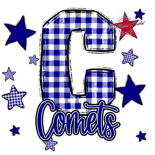Comets Plaid Star Design-Blue