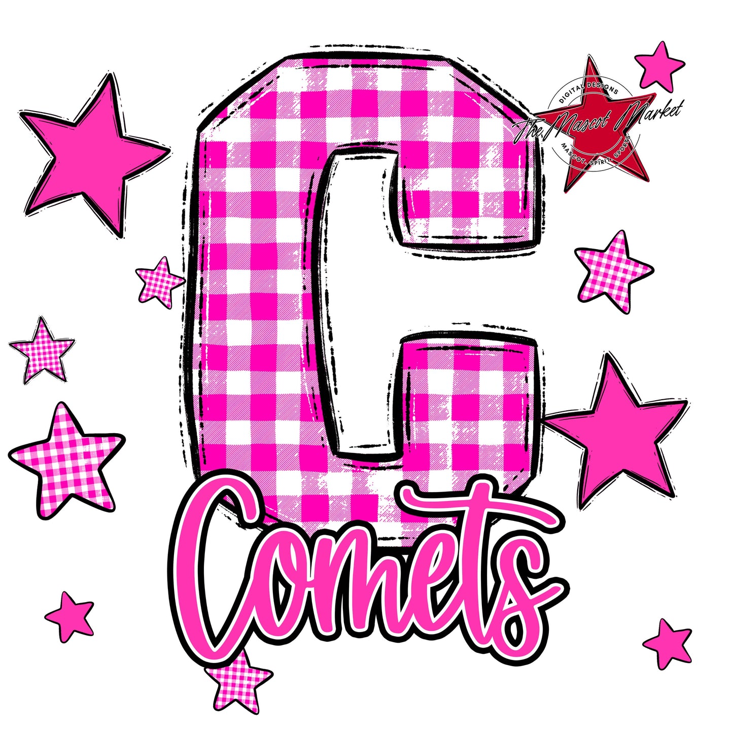 Comets Plaid Star Design-Pink