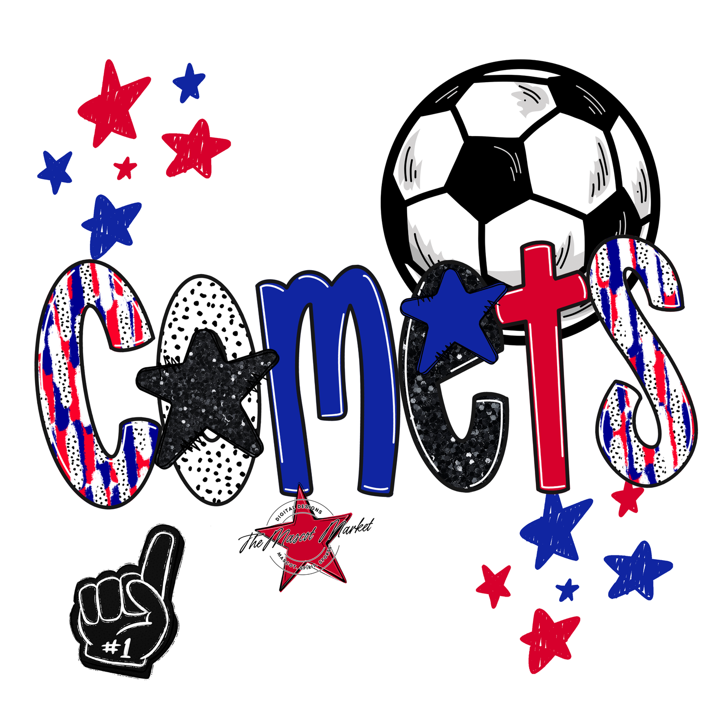 Comets Soccer Scrape-Blue-Red