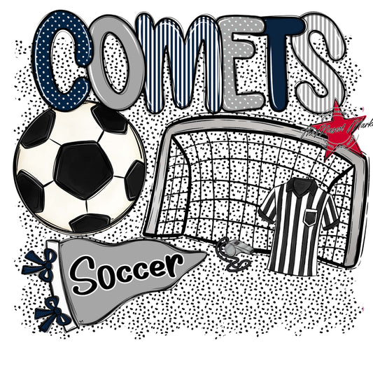 Comets Soccer Spirit-Navy & Grey