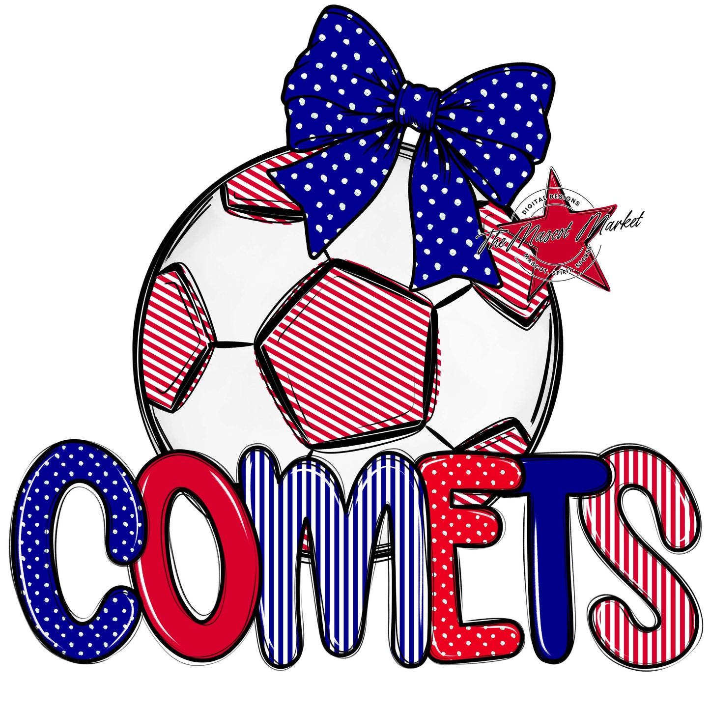 Comets Soccer Spirit Design-Blue & Red