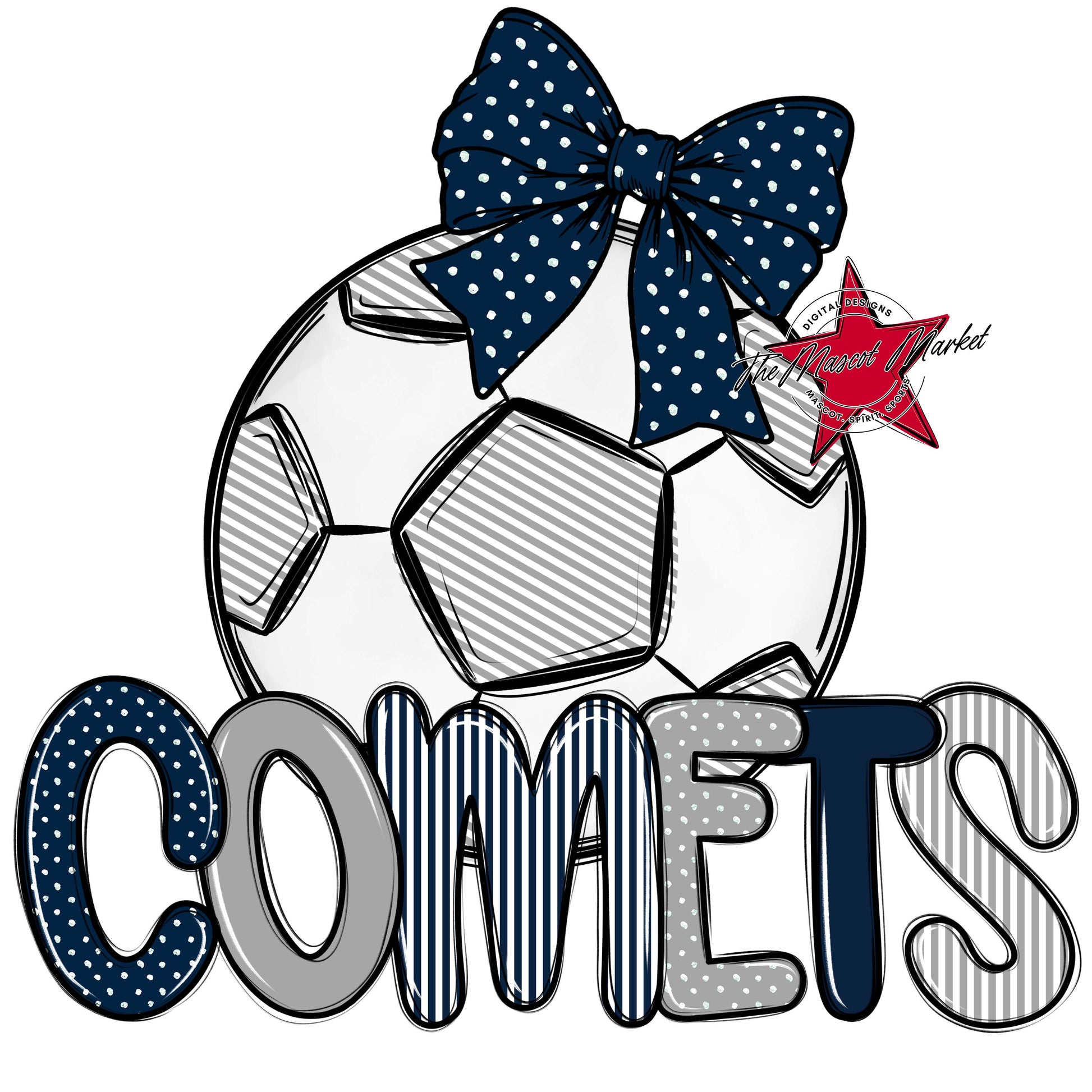 Comets Soccer Spirit Design-Navy & Grey