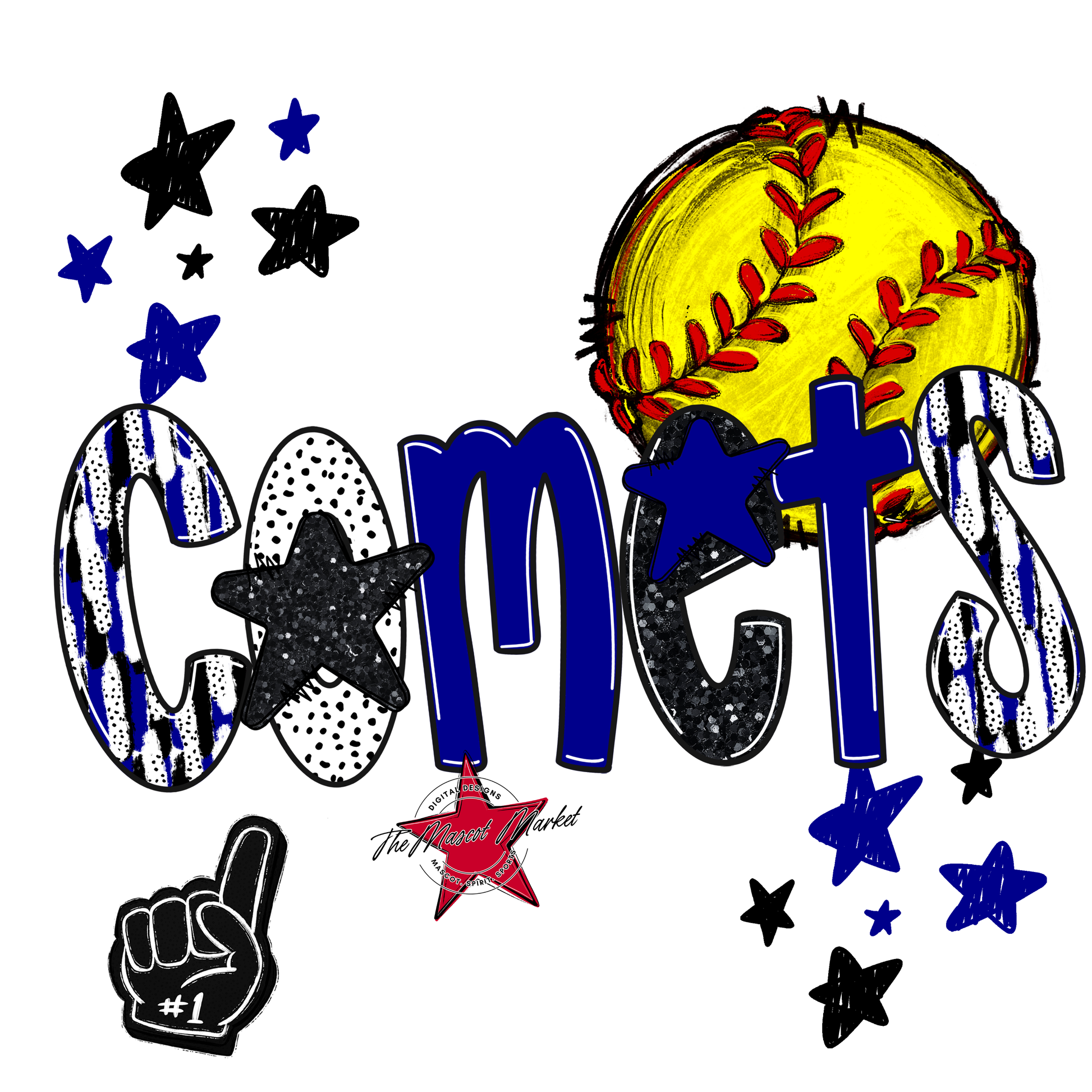 Comets Softball Scrape-Blue