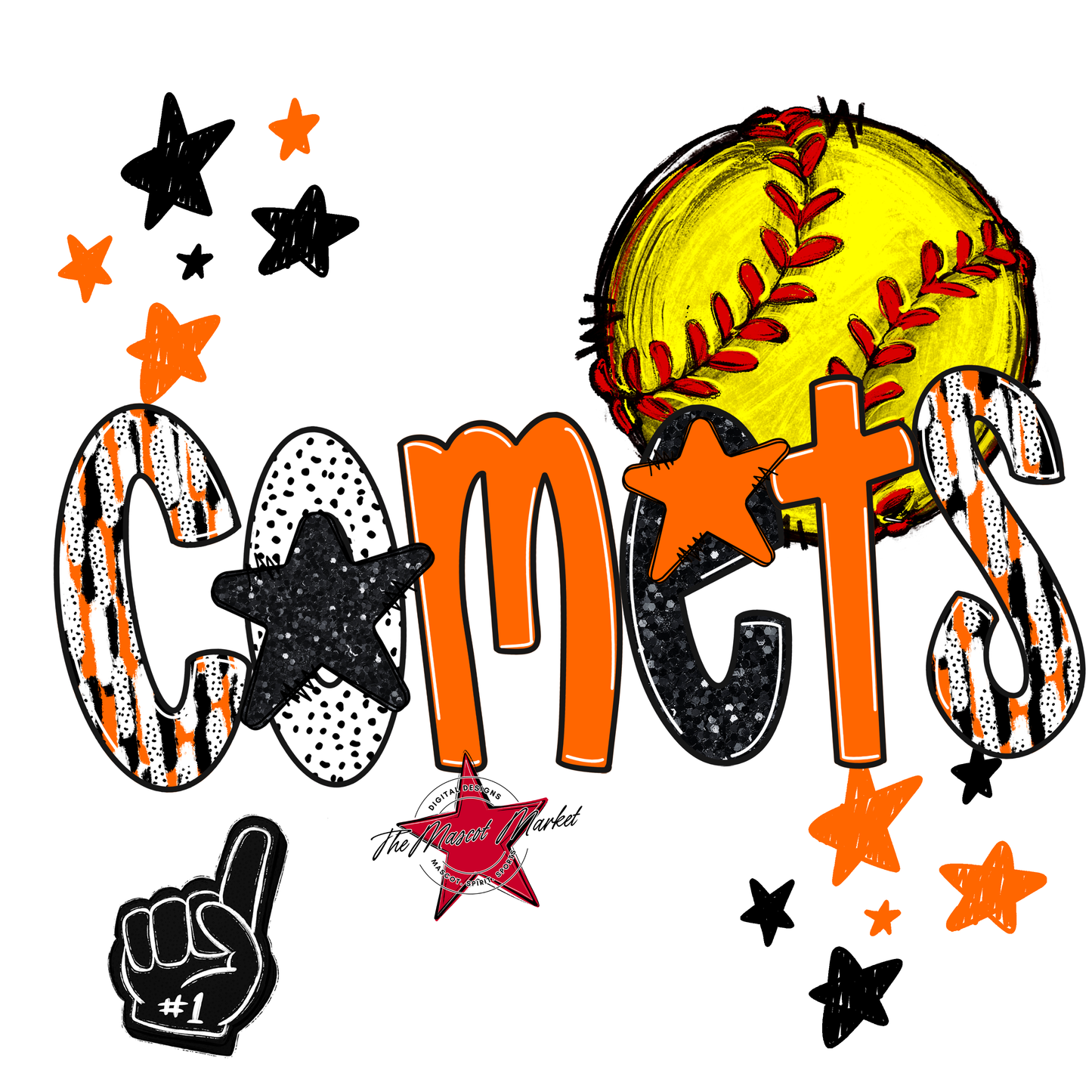 Comets Softball Scrape-Orange