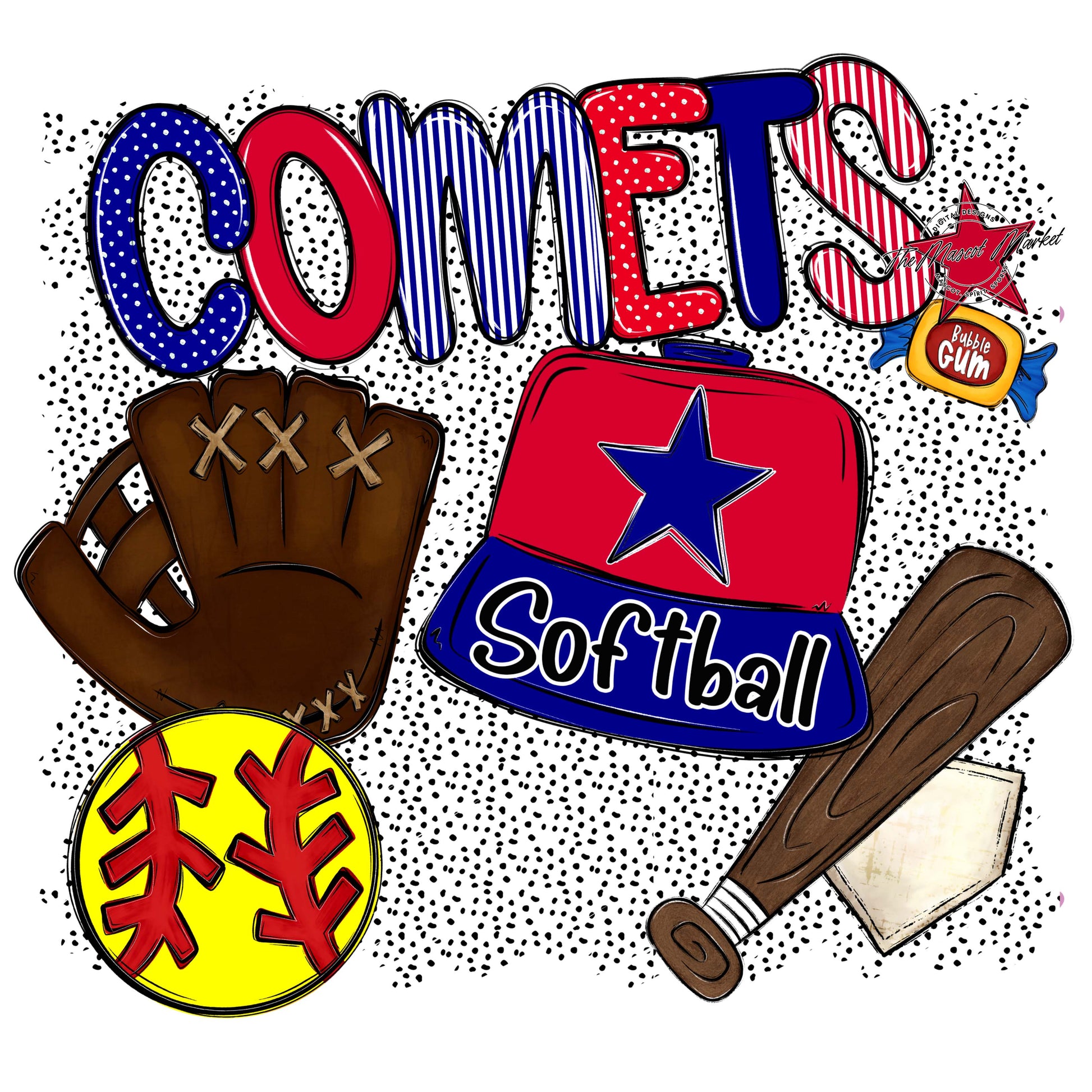 Comets Softball Spirit-Blue & Red