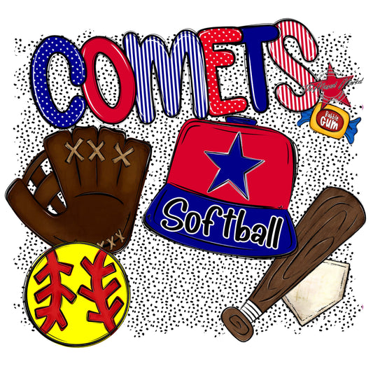 Comets Softball Spirit-Blue & Red
