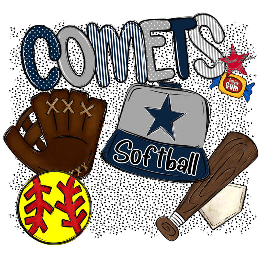 Comets Softball Spirit-Navy & Grey