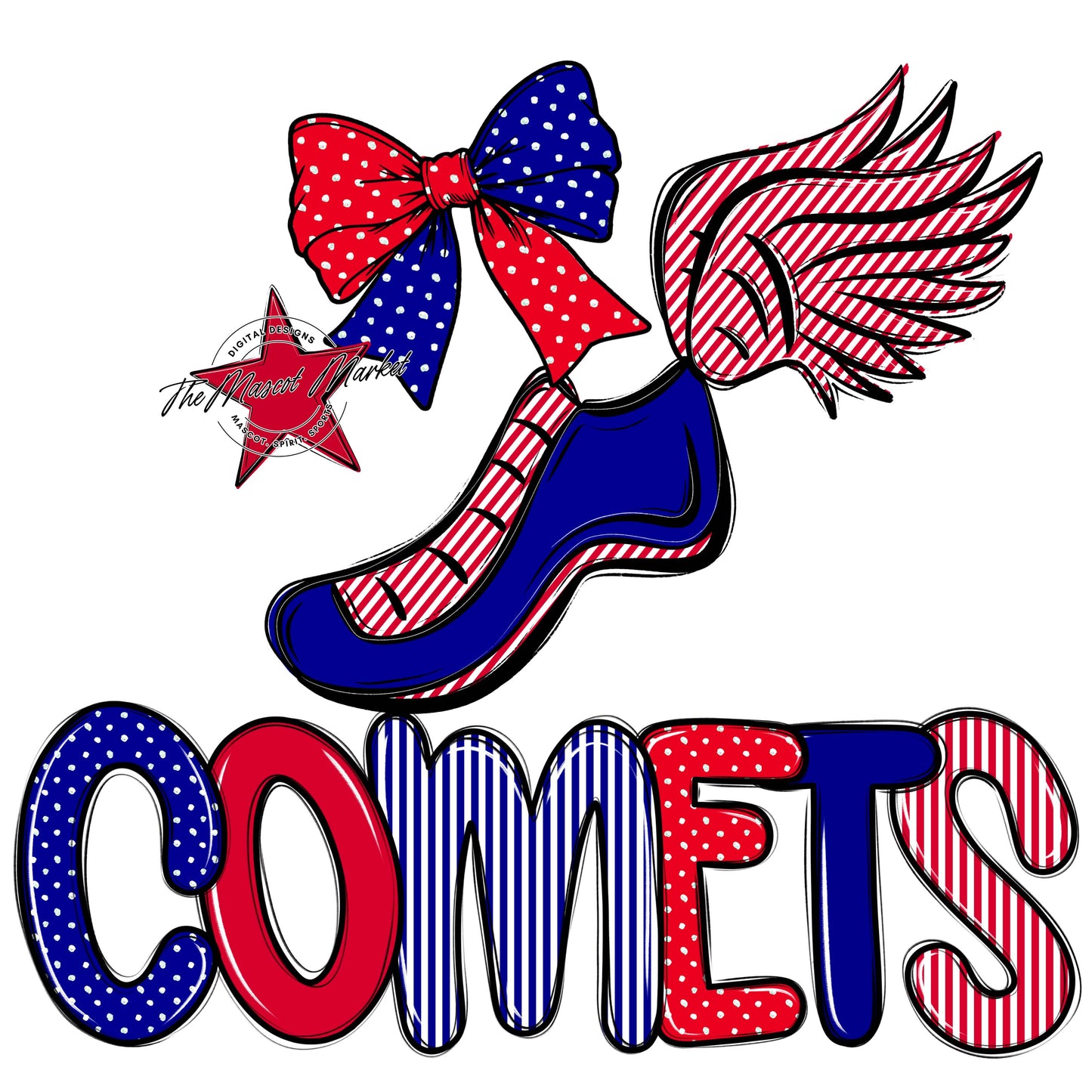 Comets Track Spirit Design-Blue & Red