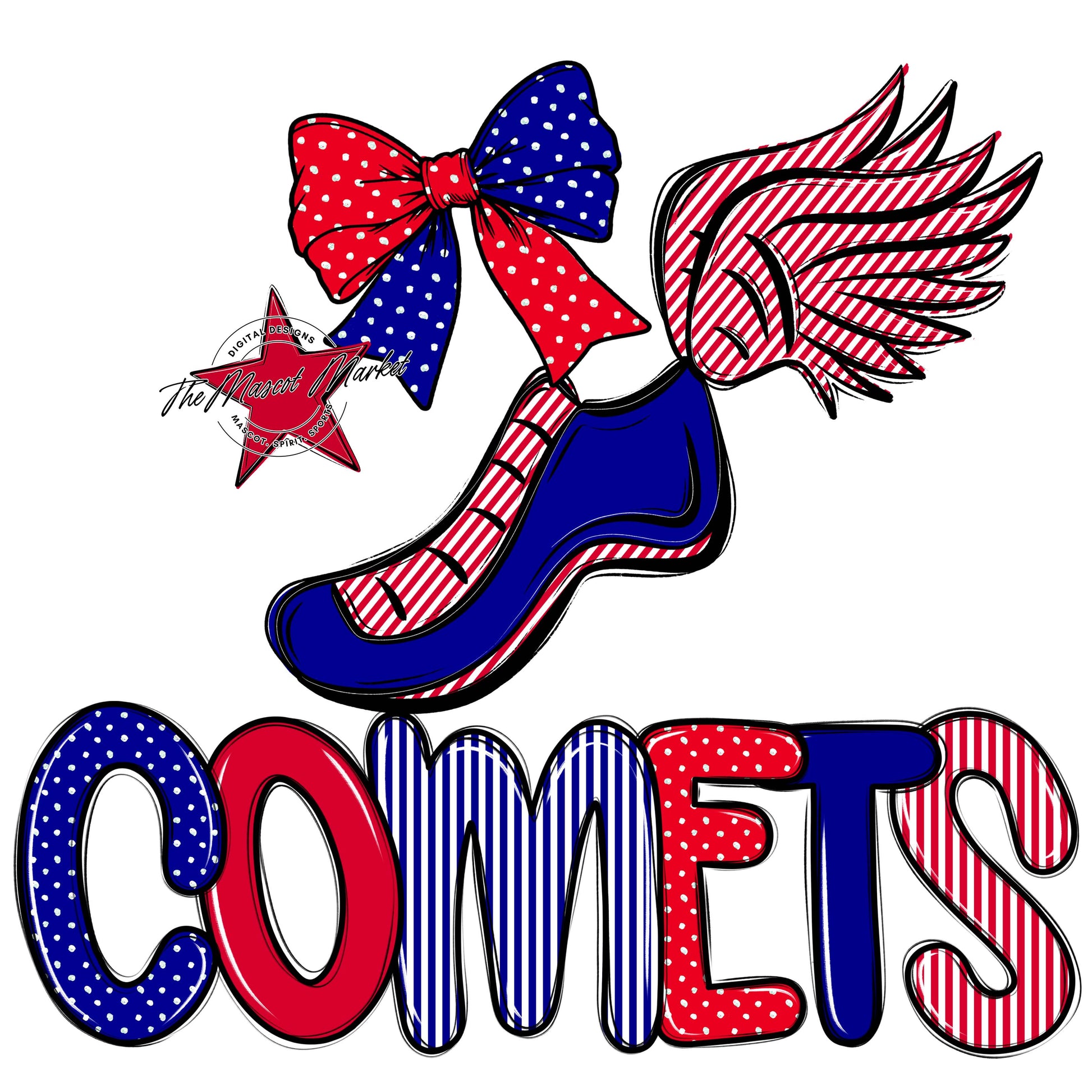 Comets Track Spirit Design-Blue & Red