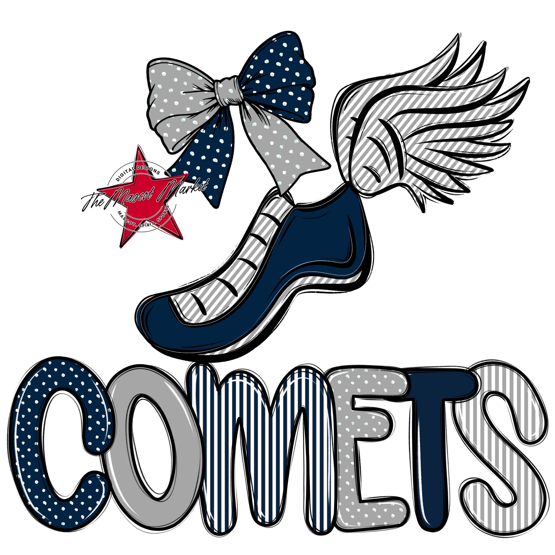 Comets Track Spirit Design-Navy & Grey