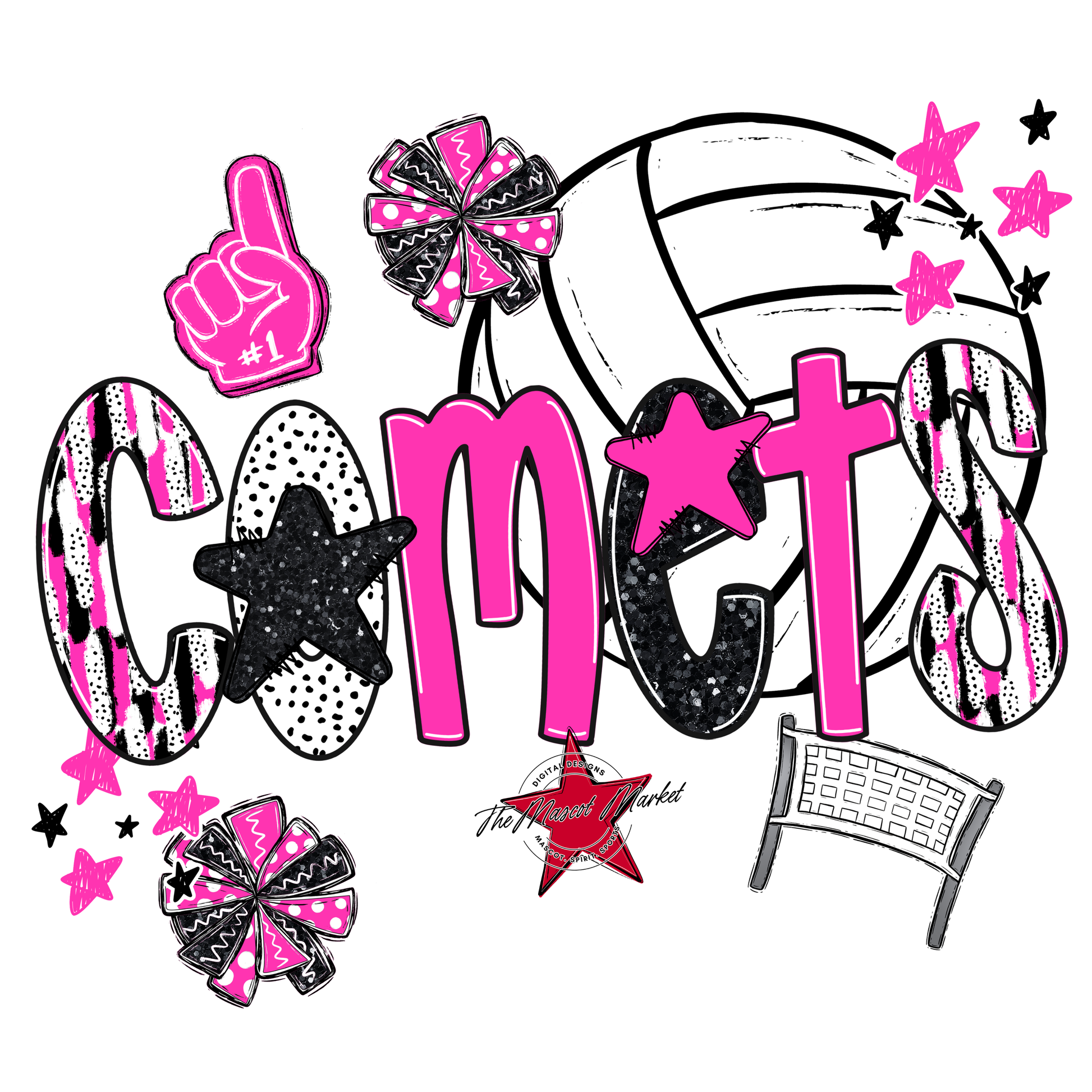 Comets Volleyball Scrape-Pink
