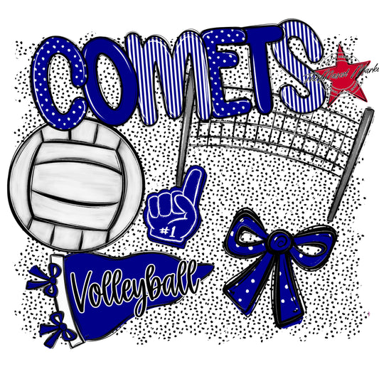 Comets Volleyball Spirit-Blue