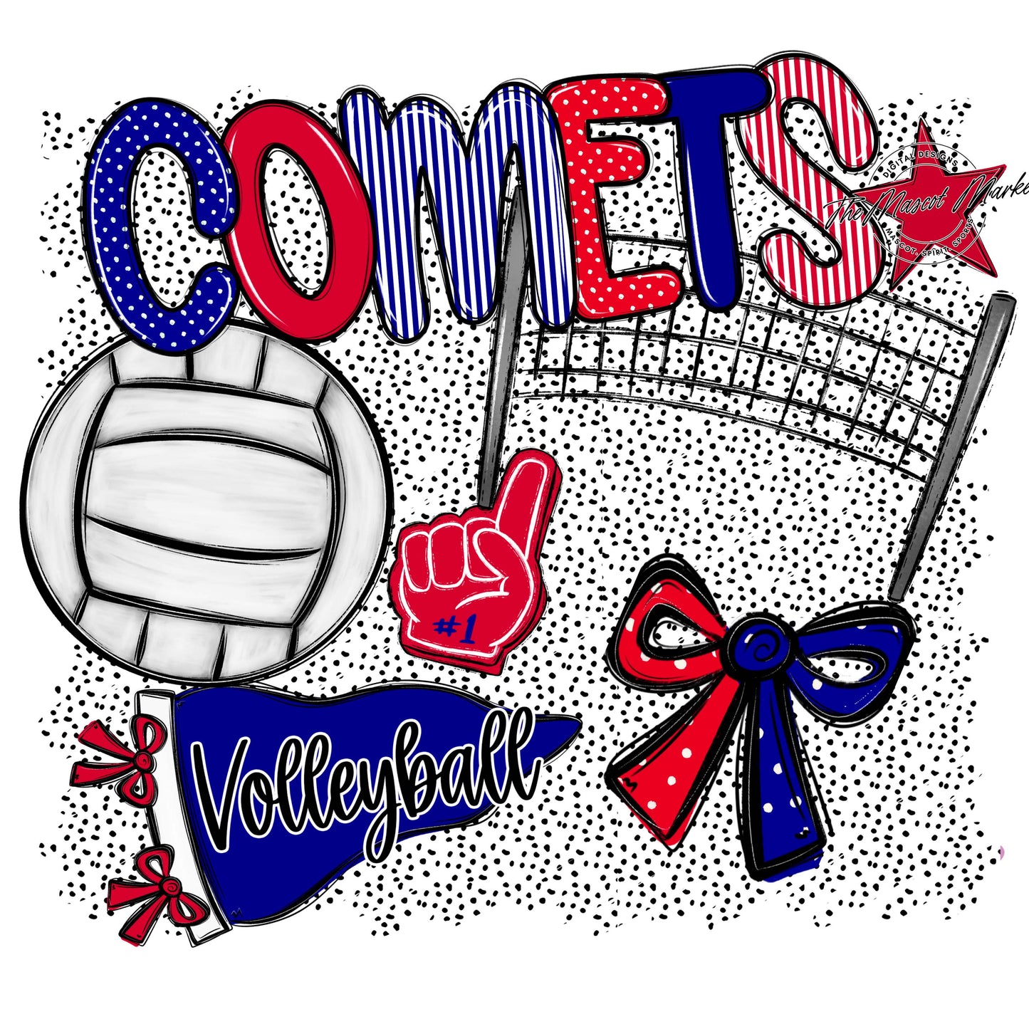 Comets Volleyball Spirit-Blue & Red