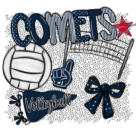 Comets Volleyball Spirit-Navy