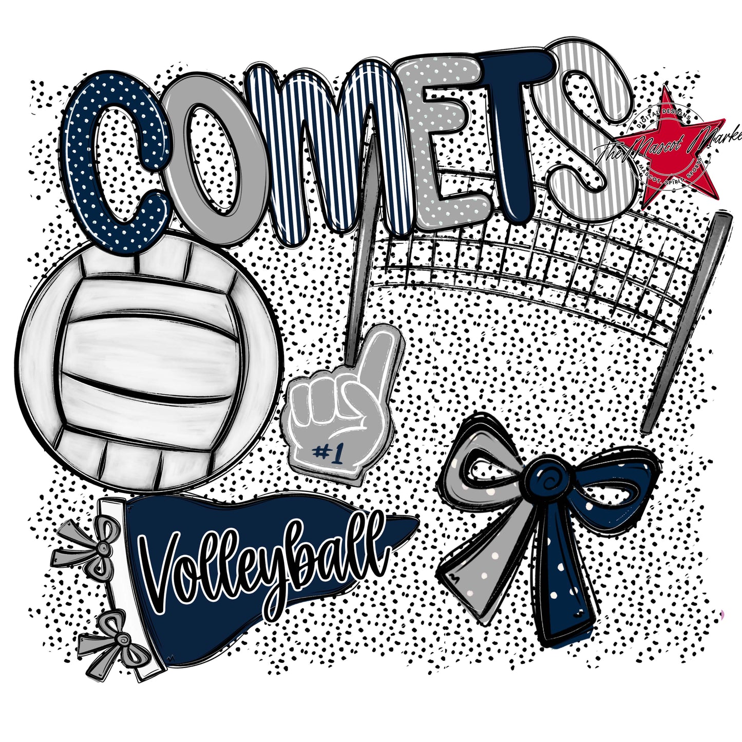 Comets Volleyball Spirit-Navy & Grey
