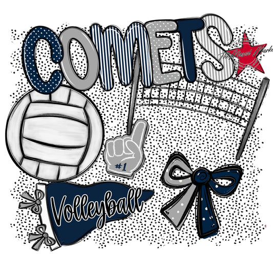 Comets Volleyball Spirit-Navy & Grey