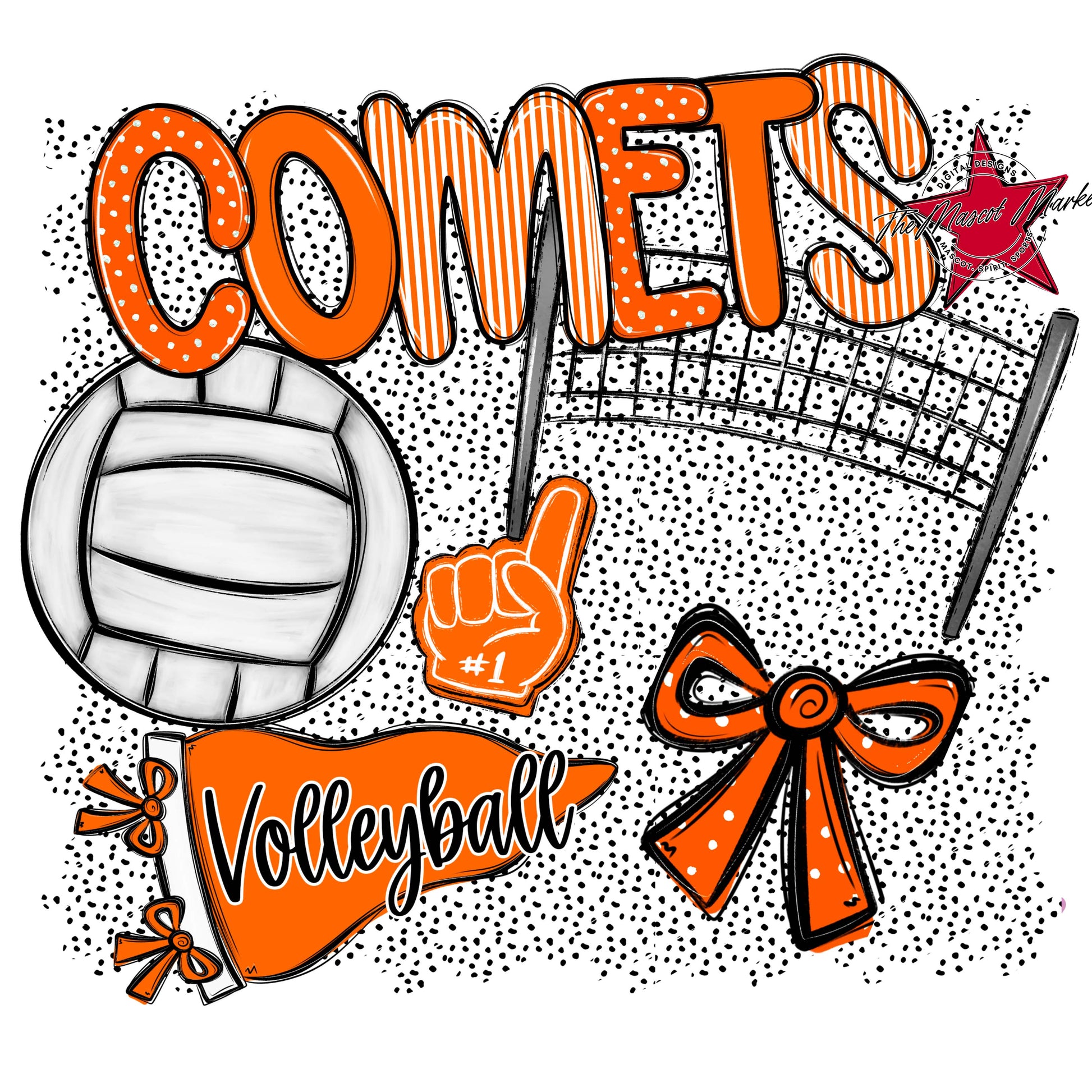 Comets Volleyball Spirit-Orange