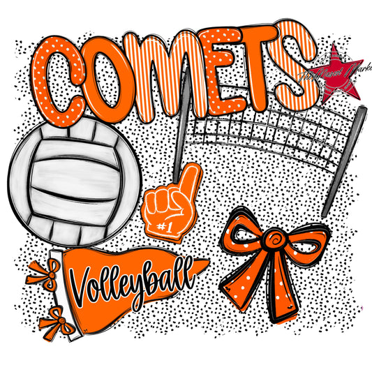 Comets Volleyball Spirit-Orange