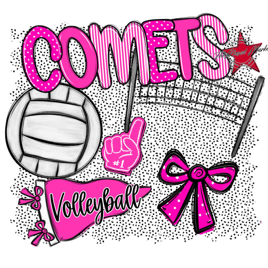Comets Volleyball Spirit-Pink