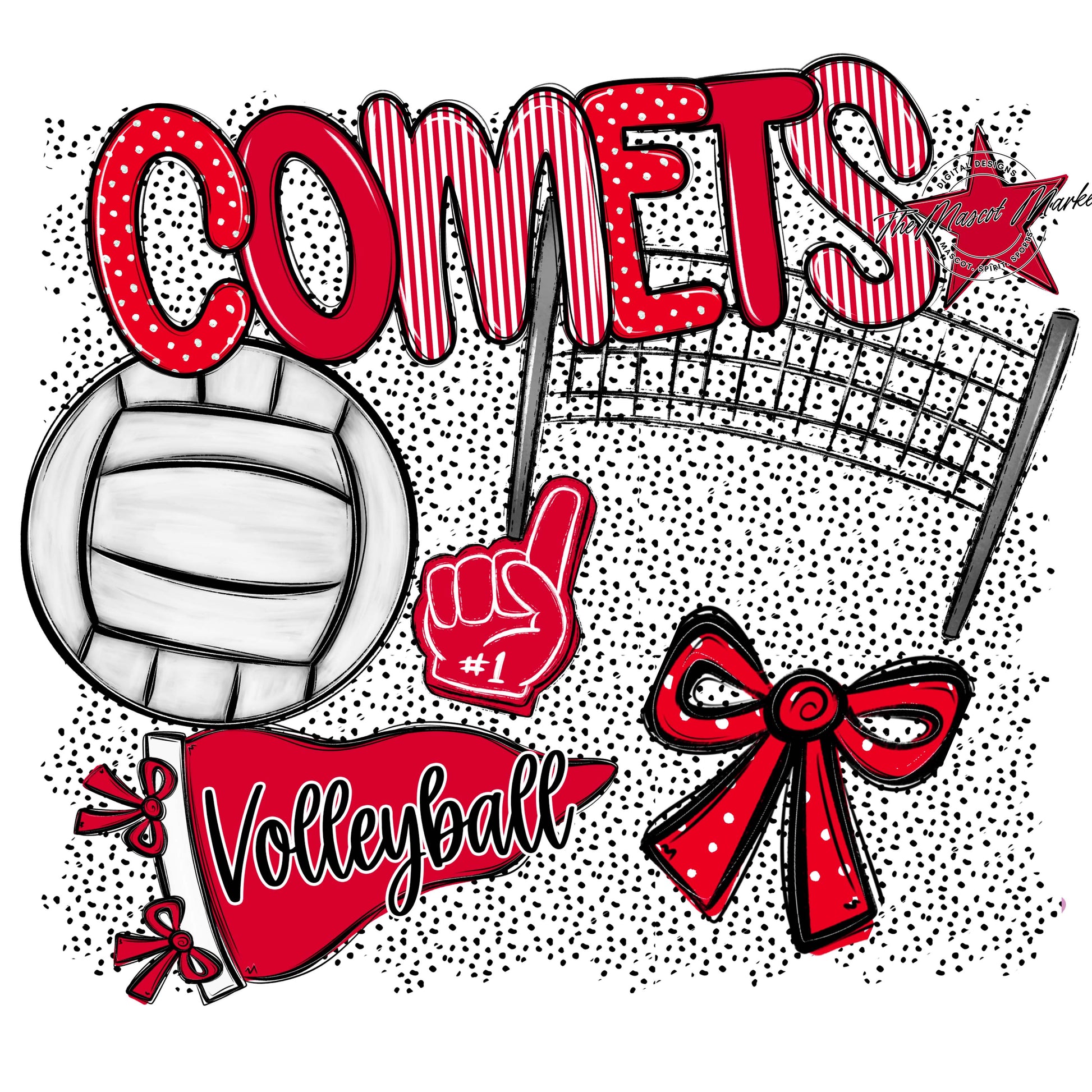 Comets Volleyball Spirit-Red