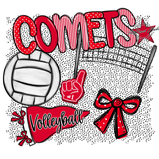 Comets Volleyball Spirit-Red