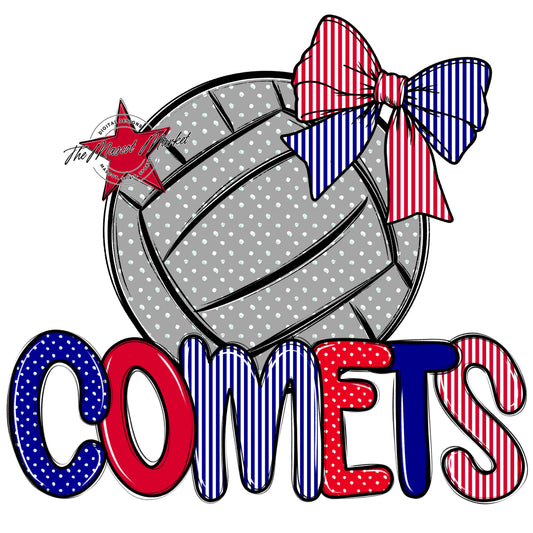 Comets Volleyball Spirit Design-Blue & Red