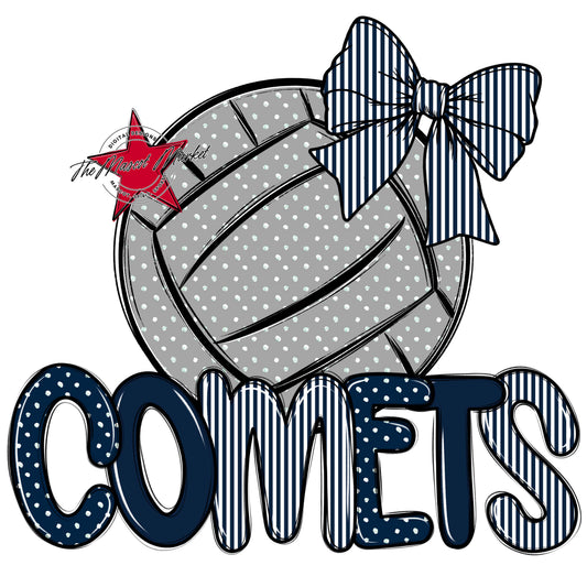 Comets Volleyball Spirit Design-Navy