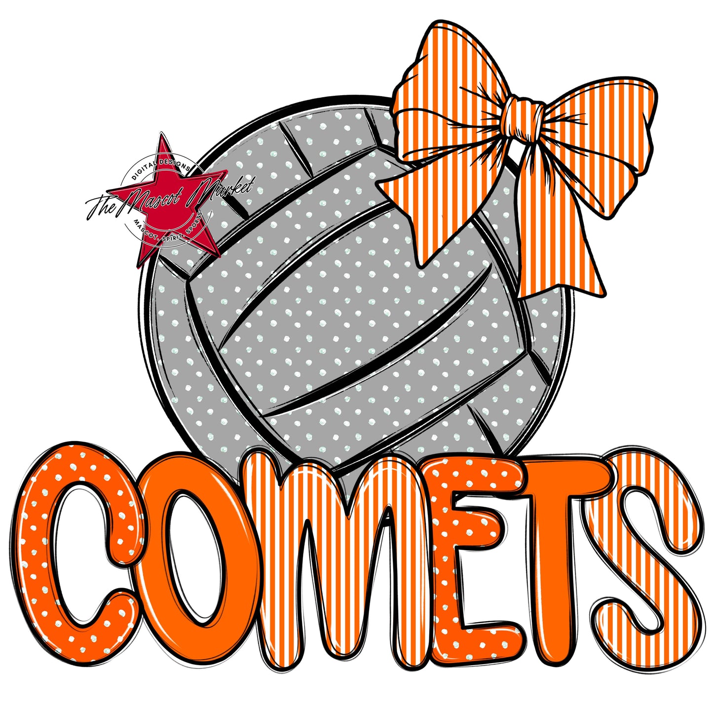 Comets Volleyball Spirit Design-Orange