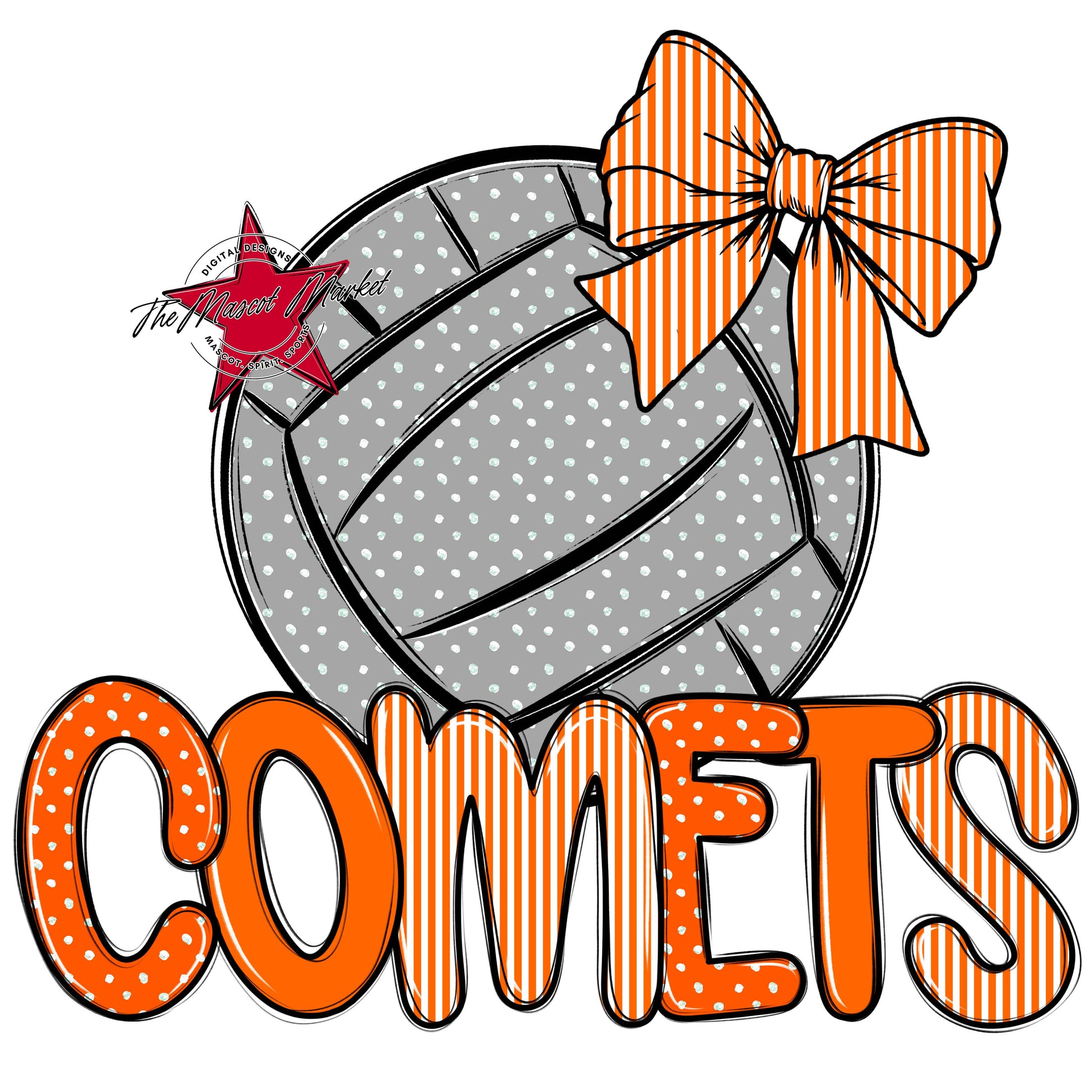 Comets Volleyball Spirit Design-Orange