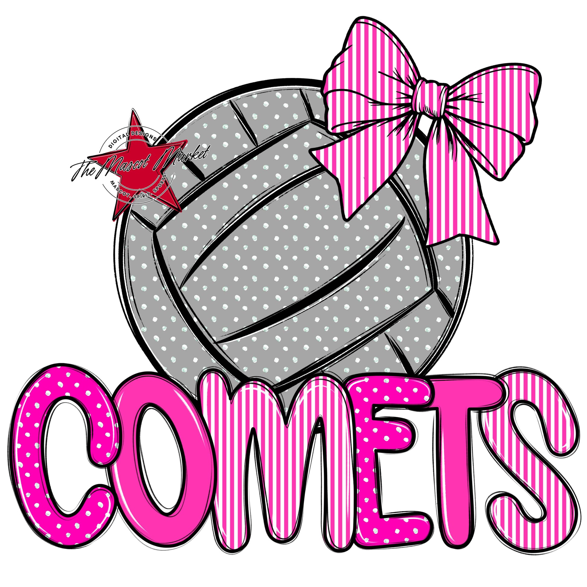 Comets Volleyball Spirit Design-Pink
