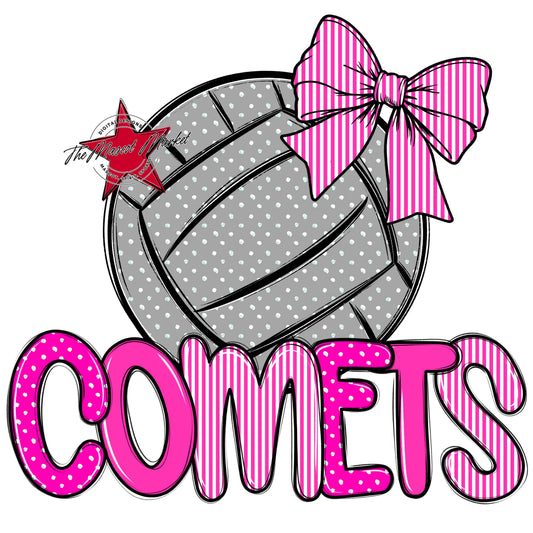 Comets Volleyball Spirit Design-Pink