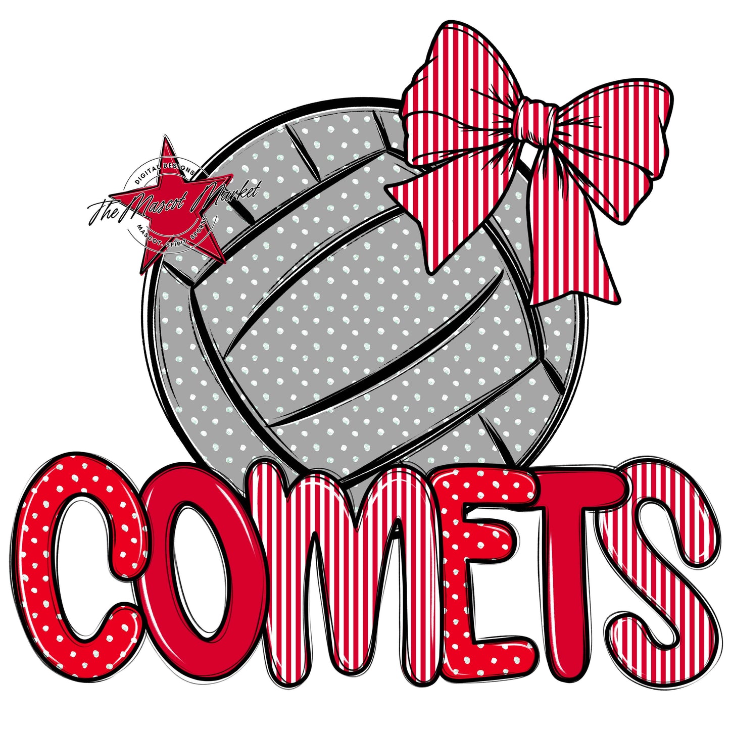 Comets Volleyball Spirit Design-Red