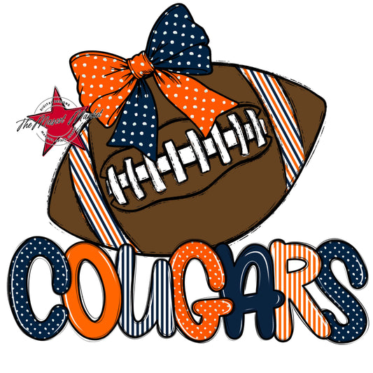 Cougars Football Spirit Design-Navy & Orange