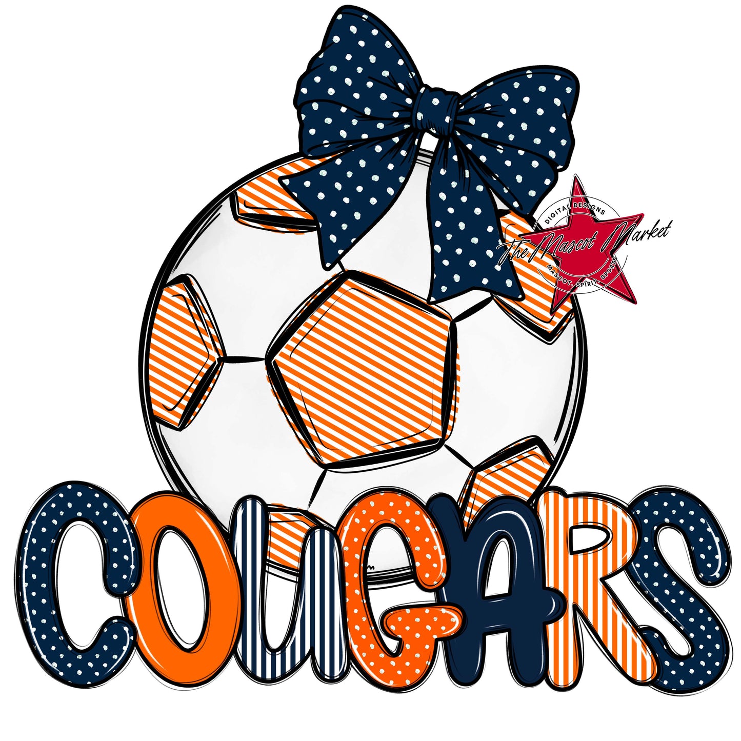 Cougars Soccer Spirit Design-Navy & Orange