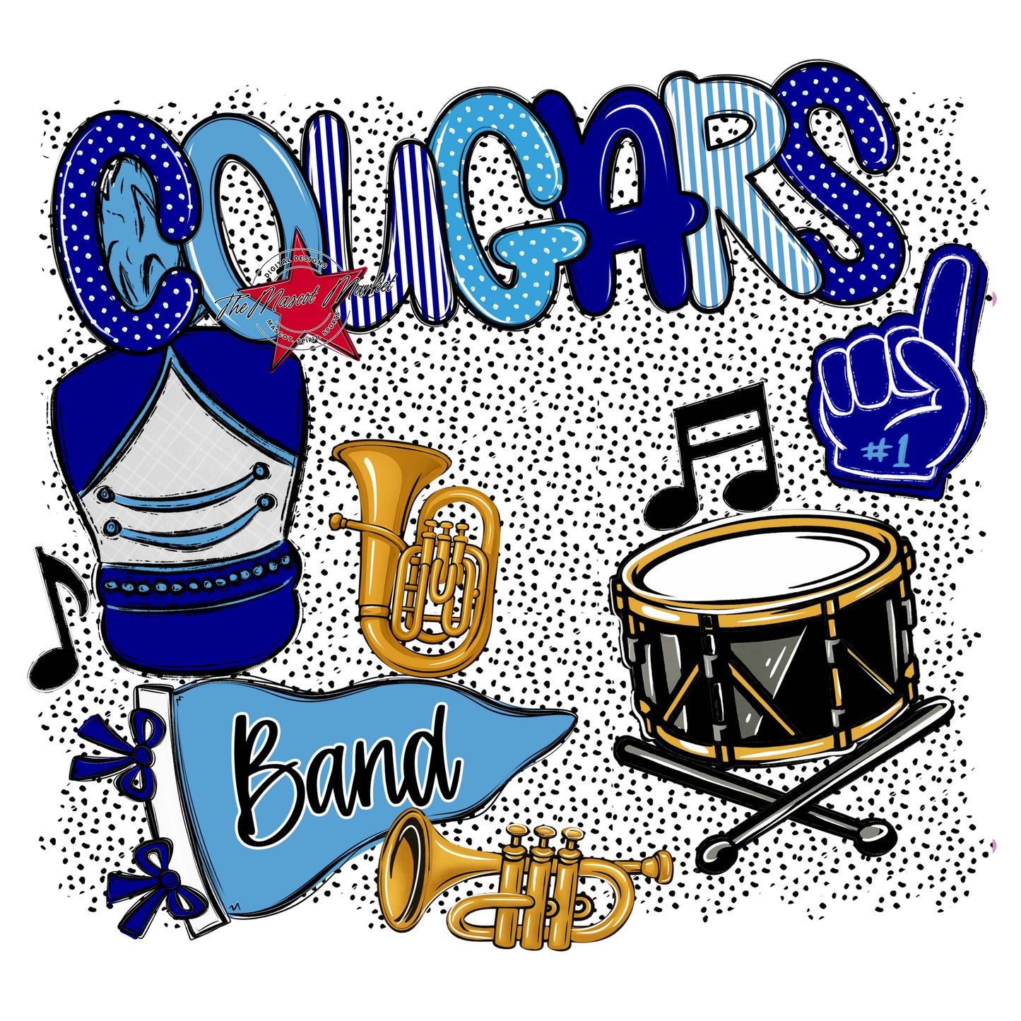 Cougars Band Spirit-Blue & Carolina Blue