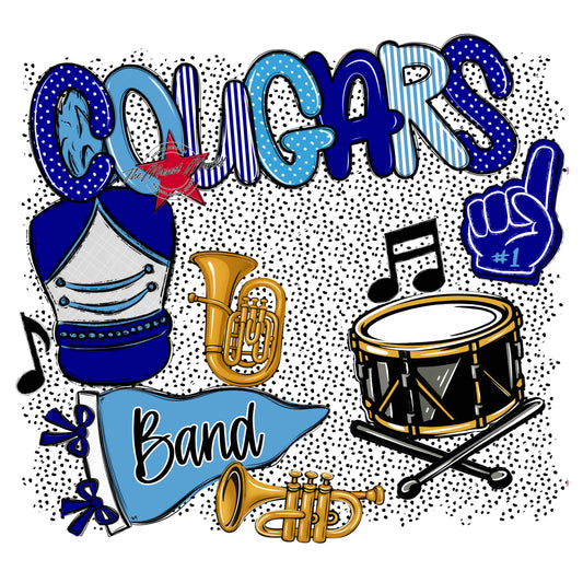 Cougars Band Spirit-Blue & Carolina Blue