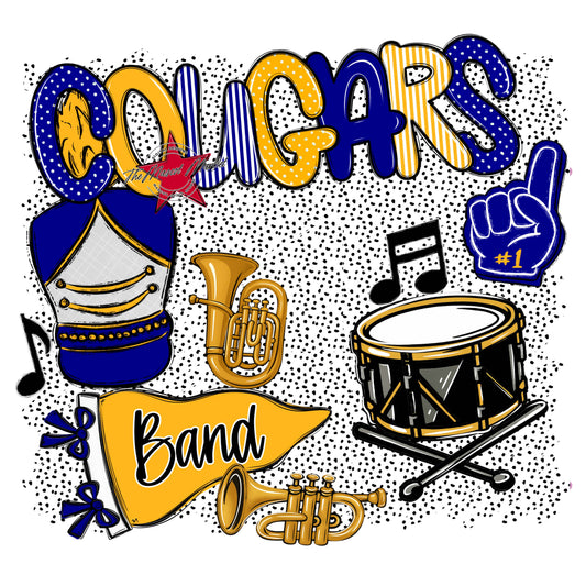 Cougars Band Spirit-Blue & Yellow
