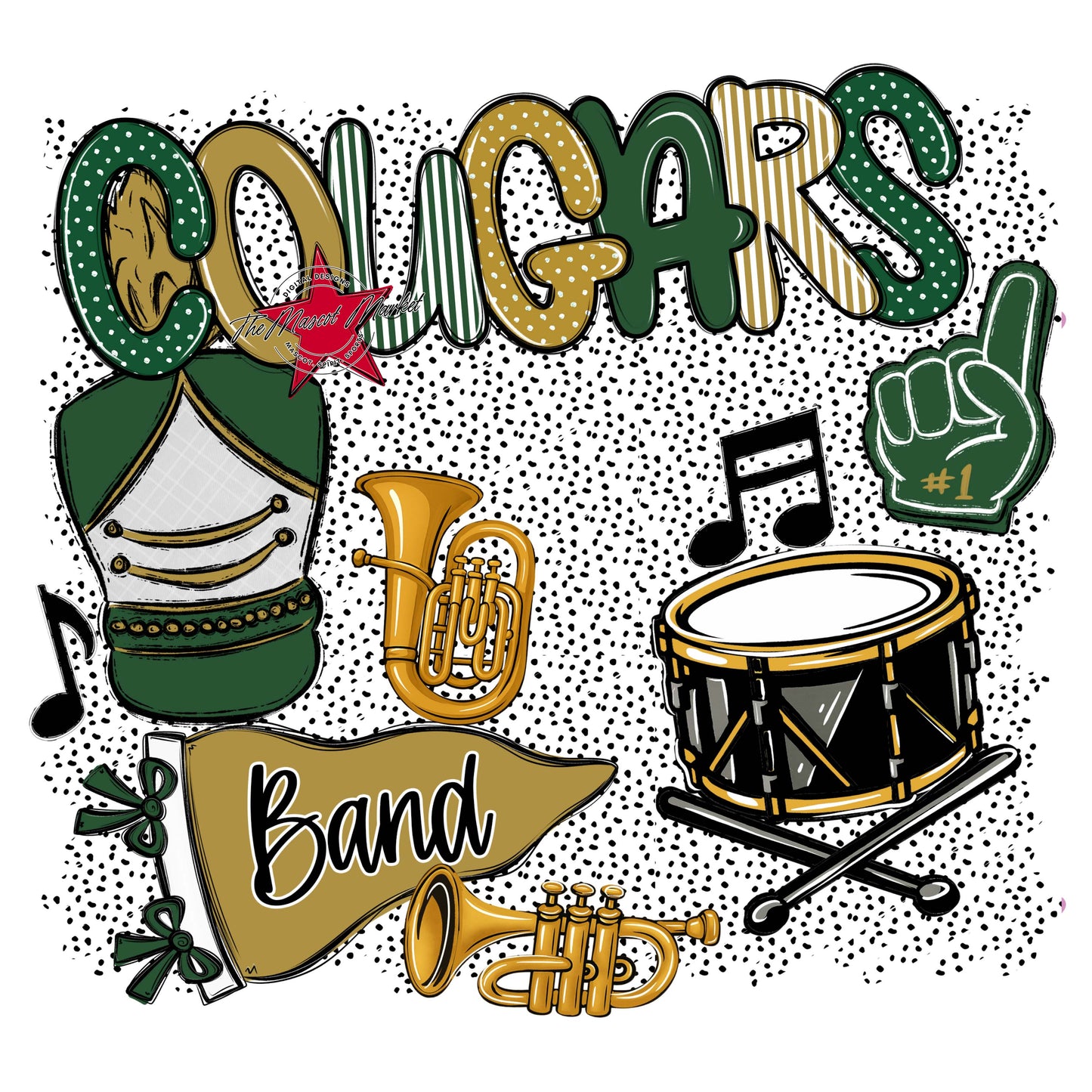 Cougars Band Spirit-Green & Gold