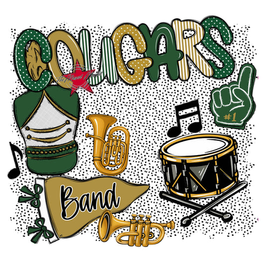 Cougars Band Spirit-Green & Gold