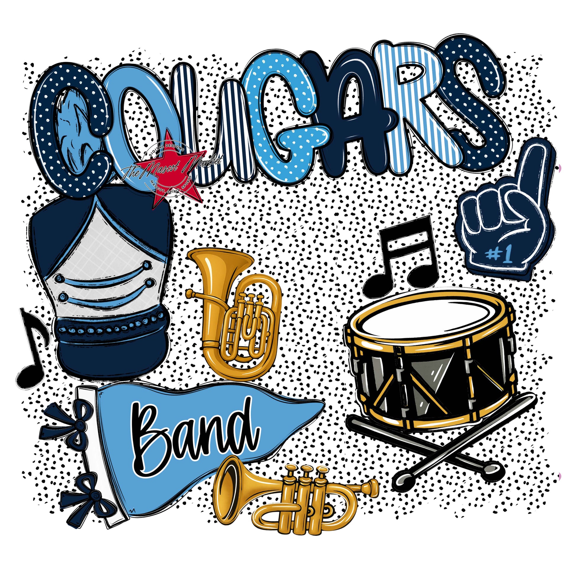 Cougars Band Spirit-Navy & Carolina Blue