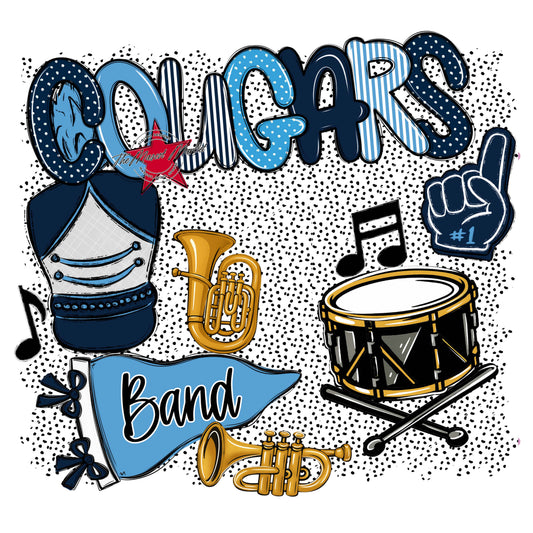 Cougars Band Spirit-Navy & Carolina Blue