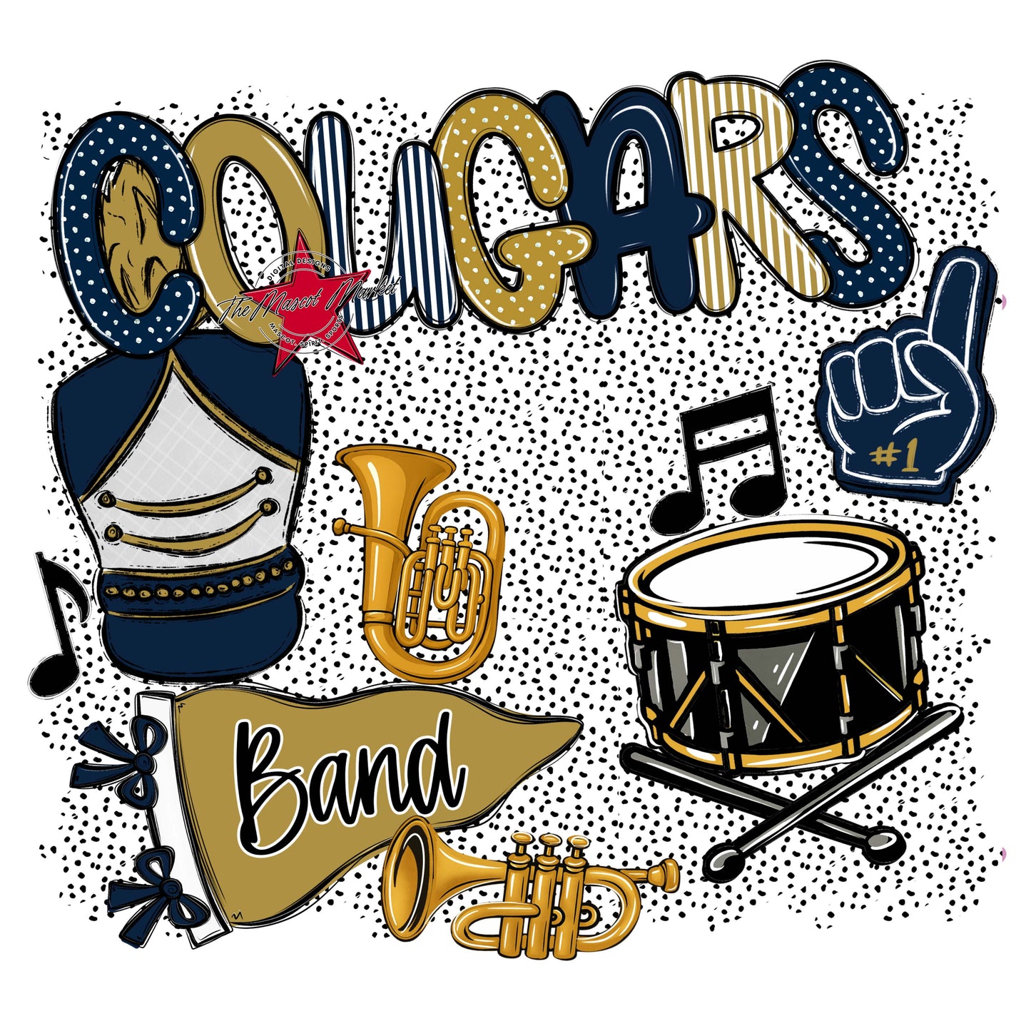 Cougars Band Spirit-Navy & Gold
