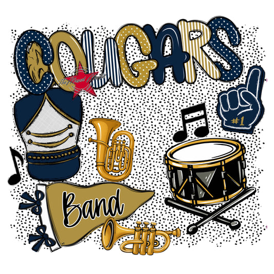 Cougars Band Spirit-Navy & Gold