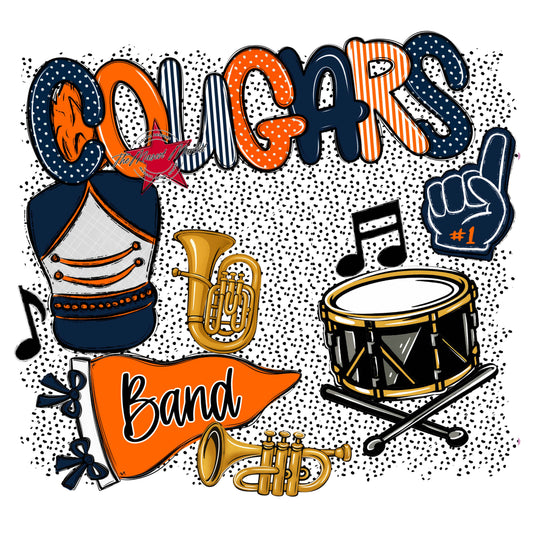 Cougars Band Spirit-Navy & Orange