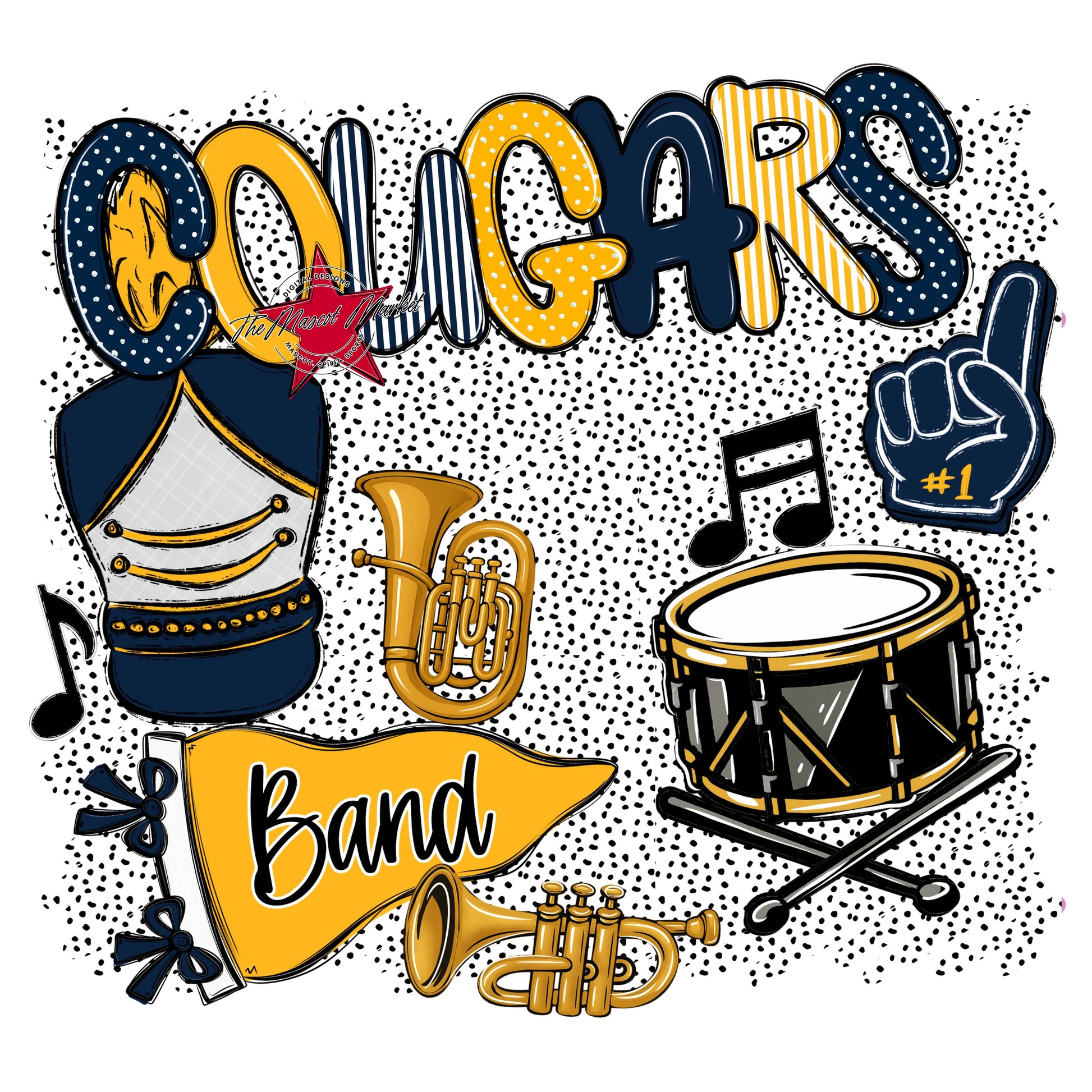 Cougars Band Spirit-Navy & Yellow