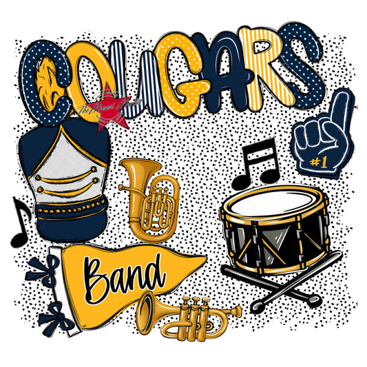 Cougars Band Spirit-Navy & Yellow