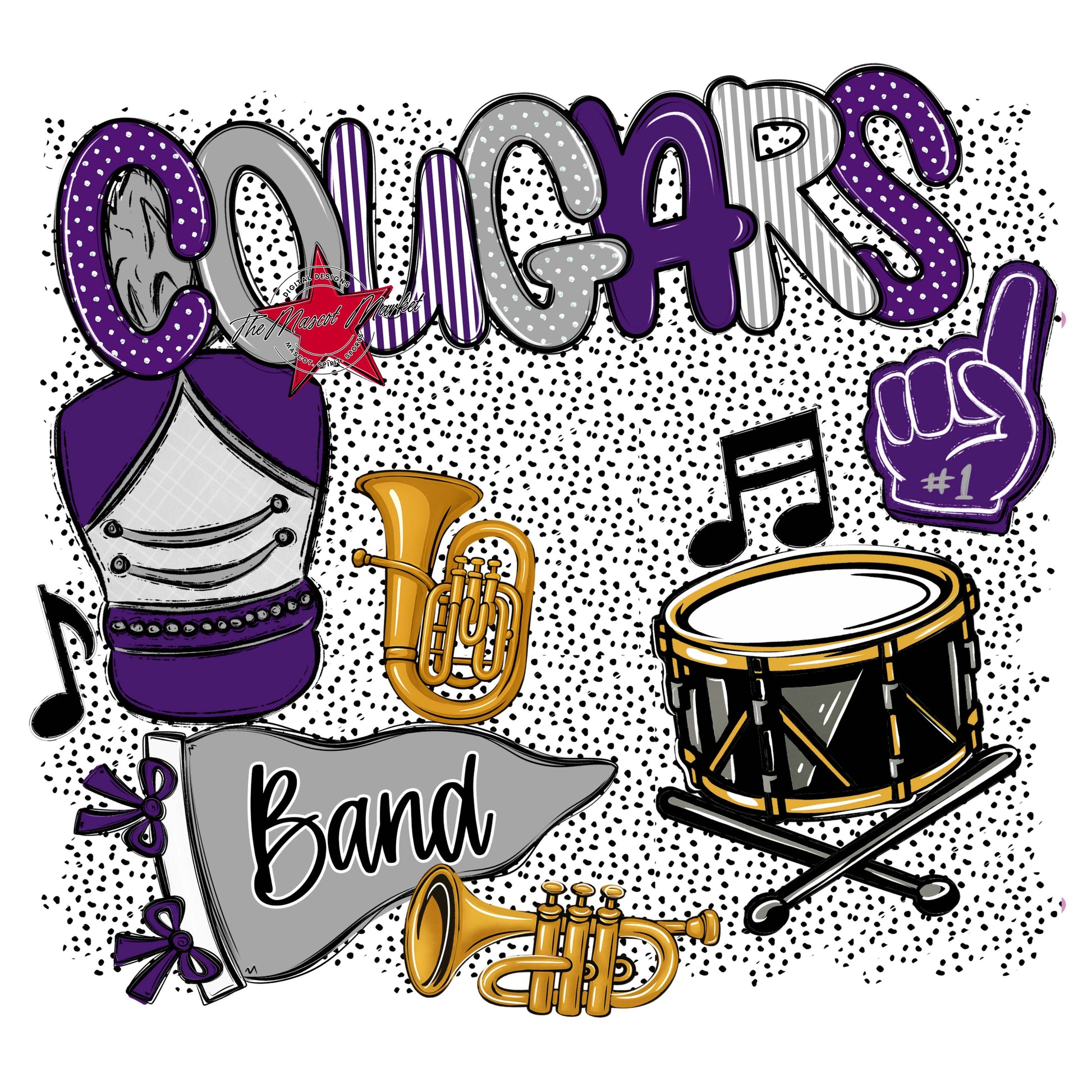 Cougars Band Spirit-Purple & Grey