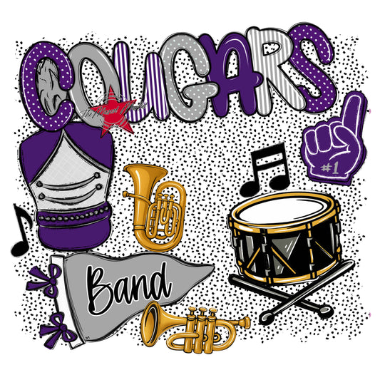 Cougars Band Spirit-Purple & Grey
