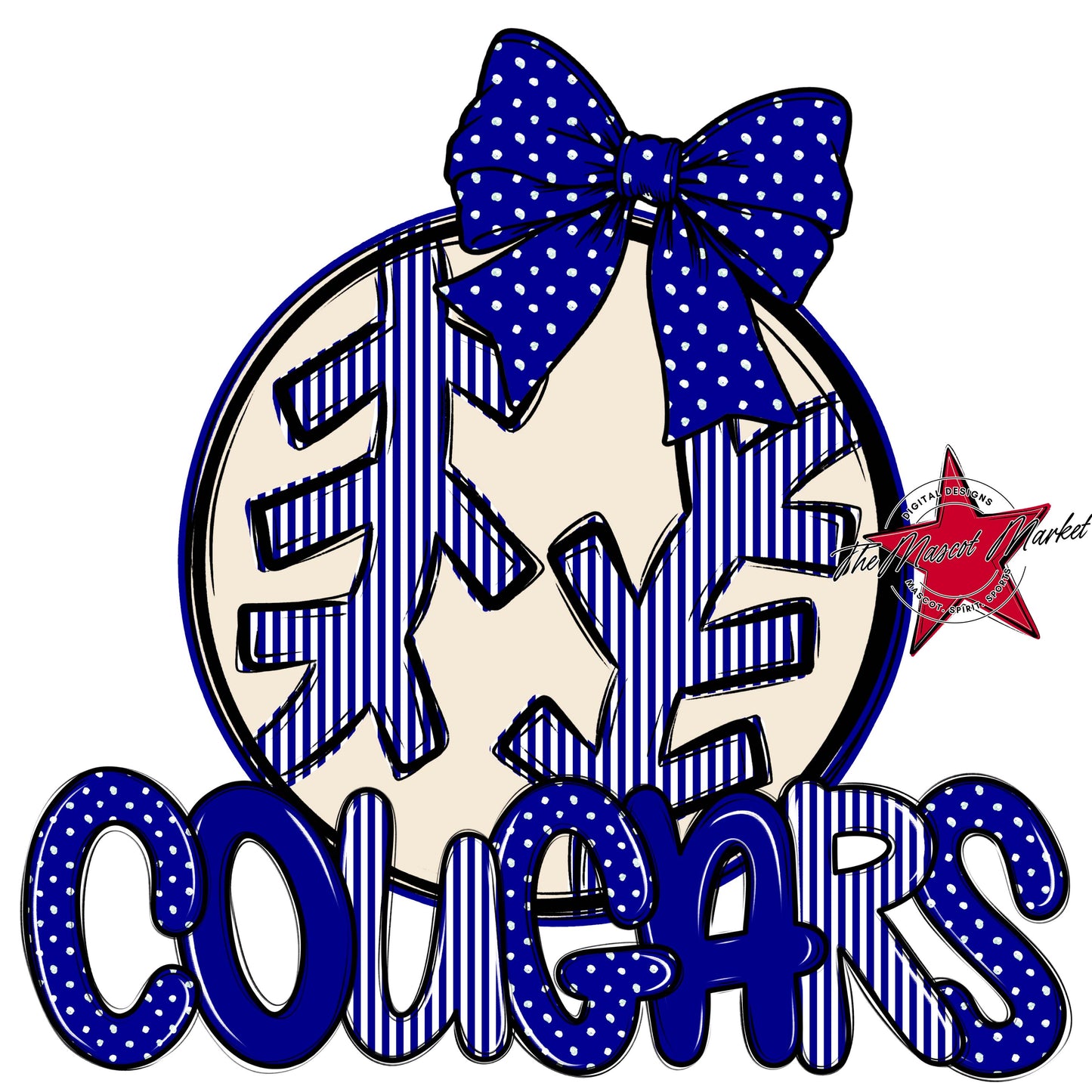 Cougars Baseball-Softball Spirit Design-Blue